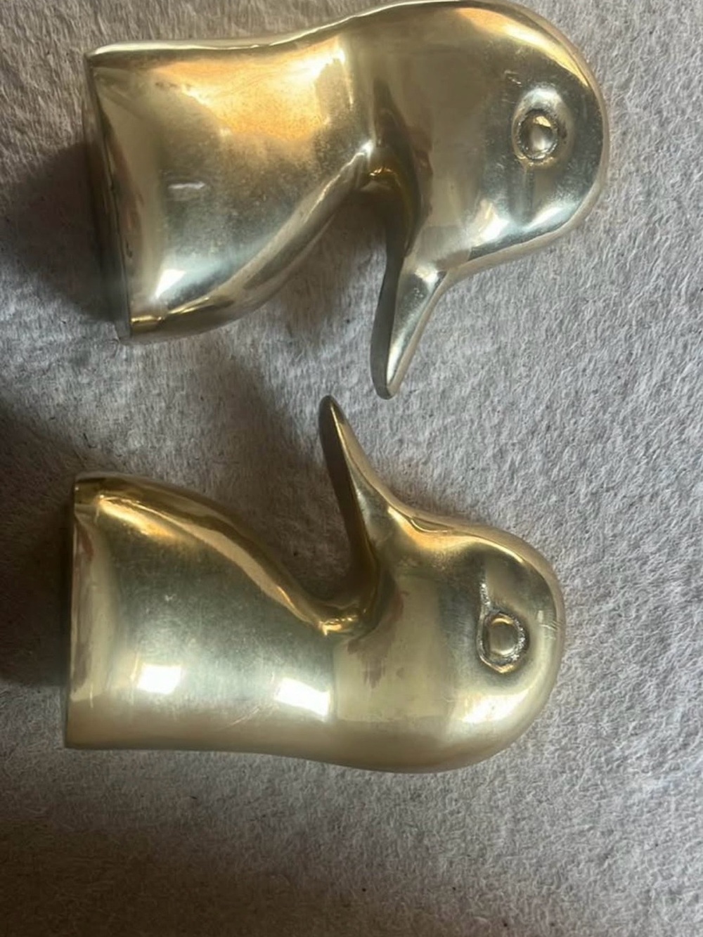 Solid brass antique vintage duck book ends